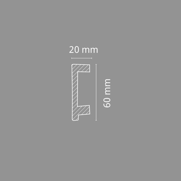 HOMESTAR Wandleiste / Fußleiste CU, (20 x 60 mm) Länge 2m, LED -fähig