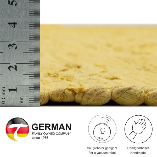 Handgewebter Fleckerlteppich aus Baumwolle Chindi Gelb 60x120 cm