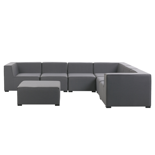 Garten Ecksofa mit Ottomane 7-Sitzer AREZZO rechtsseitig modular Grau