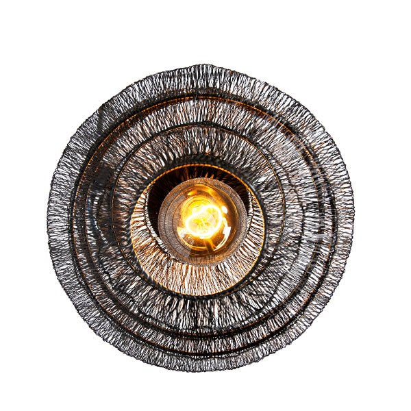 Runde Deckenleuchte mit Drahtgeflecht und Glühbirne