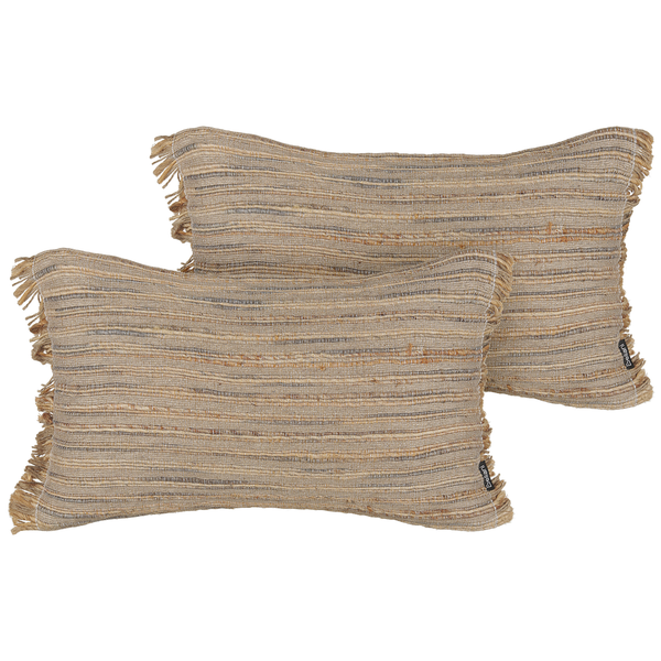 Dekokissen LEDUM Jute 30 x 50 cm Beige Streifenmuster