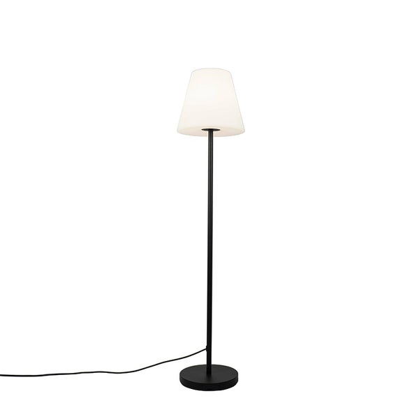 Außen Stehlampe schwarz mit weißem Schirm 35 cm IP65 - Virginia