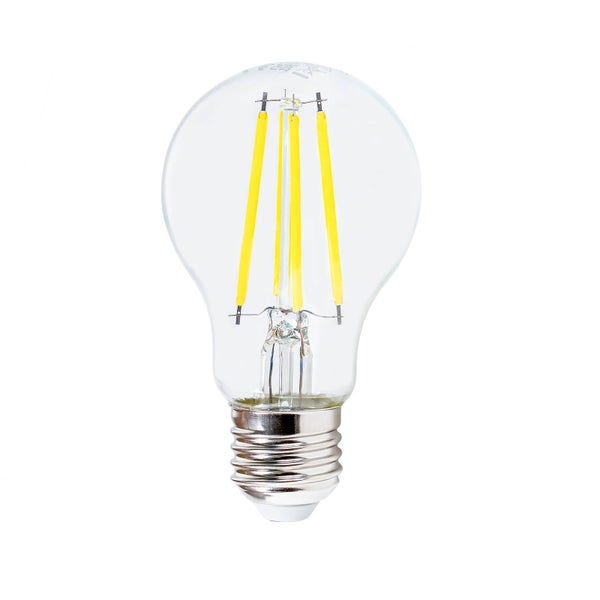 LED-Filament-Leuchtmittel E27 in Birnenform aus klarem Glas.