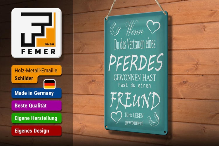 Blechschild Spruch 20x30cm Wenn du Vertrauen eines Pferd