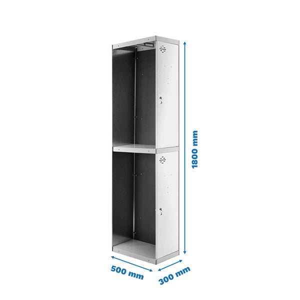 PROREGAL Spind Amego HxBxT 180 x 30 x 50 cm 2 Abteile Anbaumodul Grau-Weiß