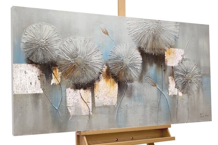 Handgemaltes Gemälde Acrylfarbe 120x60cm Weiß