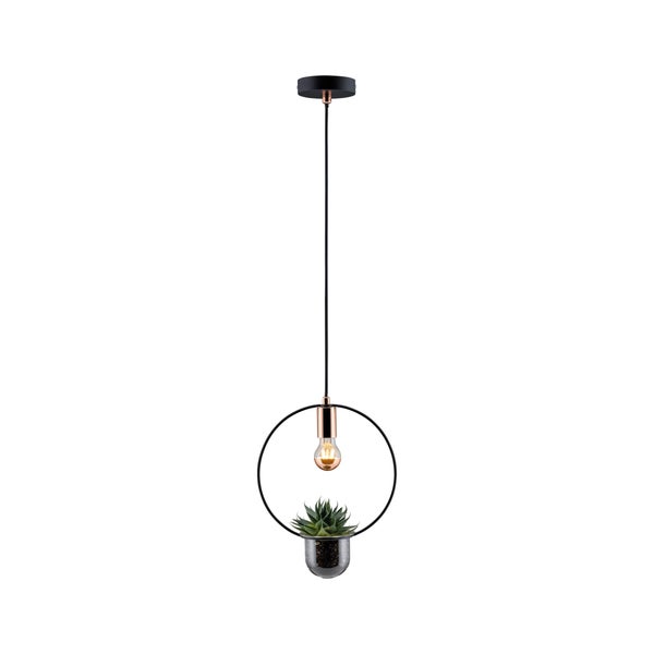 Neordic Pendelleuchte Tasja E27 max. 20W Schwarz, Kupfer dimmbar Metall