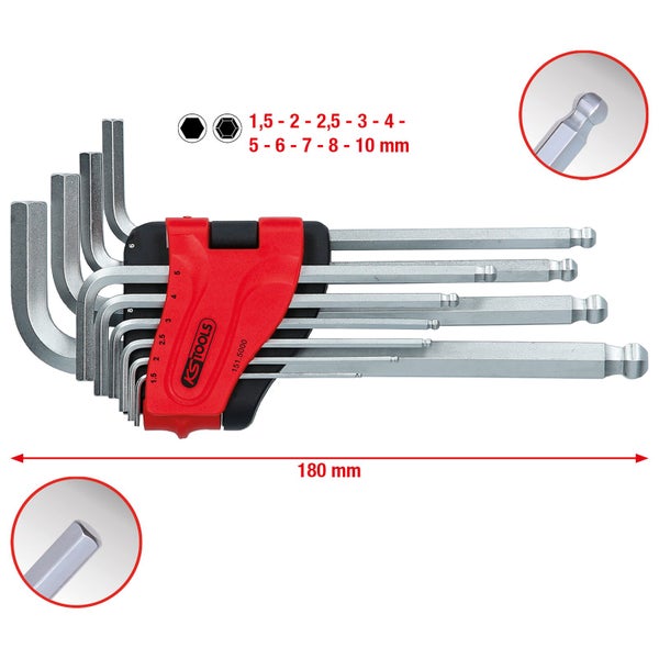KS Tools Innensechskant-Stiftschlüsselsatz mit Kugelkopf
