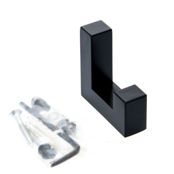 Schwarzer Wandhaken aus Metall mit Befestigungsmaterial