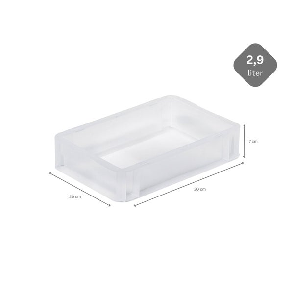PROREGAL Transparenter Eurobehälter BasicLine Mit Geschlossenem Griff HxBxT 7 x 20 x 30 cm 2,9 Liter Eurobox Transportbox Transportbehälter Stapelbehälter