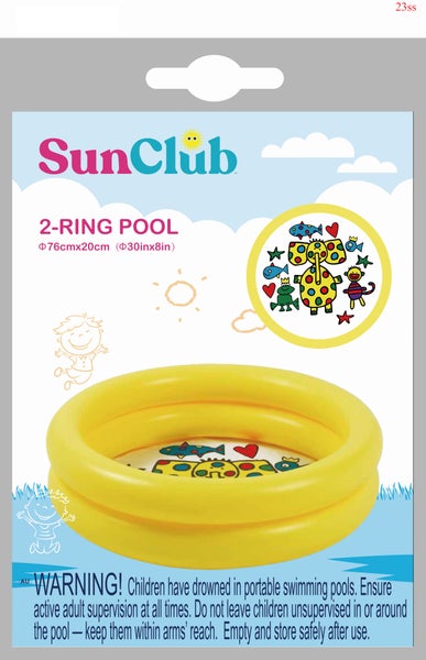 SunClub 2 Ring Planschbecken für Kinder mit einem Durchmesser von 76 Zentimetern und einer Höhe von 20 Zentimetern.