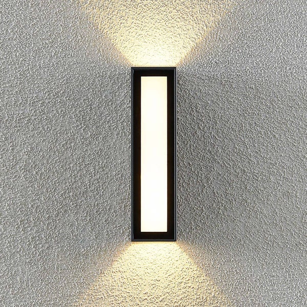 PRIOS LED Wandleuchte außen Loriava (spritzwassergeschützt (Modern) in Alu aus Aluminium (1 flammig, ) - Außenwandleuchten Wandlampe Led Außenlampe Outdoor für Außenwand/Hauswand