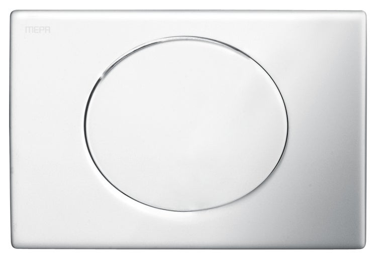 MEPA Betätigungsplatte mit großer runder Spültaste für die WC-Spülung.