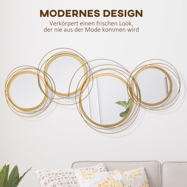 HOMCOM Spiegel-Set, 107 x 4 x 56 cm, Metall, Gold