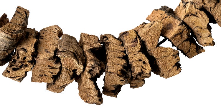 Kette aus Korkrindenstücken für Dekoration oder Terrarien.