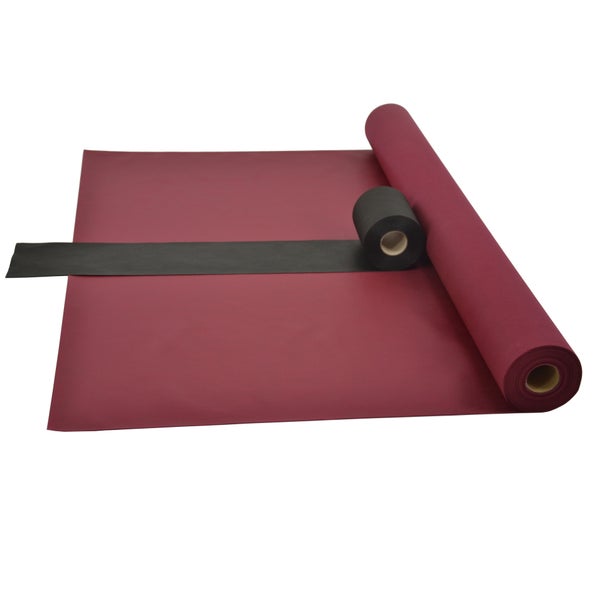 Sensalux Kombi-Set 1 Tischdeckenrolle 1m x 25m bordeaux + Tischläufer 15cm schwarz