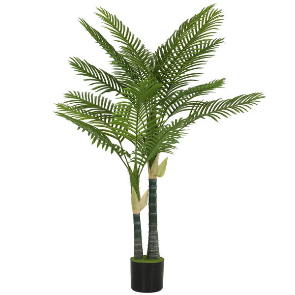 Künstliche Palme im schwarzen Topf, naturgetreue Kunstpflanze für den Innenbereich.