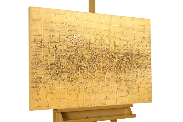 Handgemaltes Gemälde Acrylfarbe 100x75cm Gold