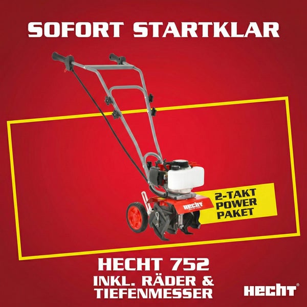 Hecht 752 Motorhacke mit Rädern und Tiefenmesser