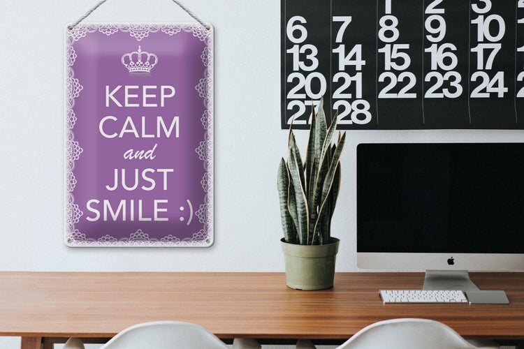 Blechschild Spruch 20x30cm Keep Calm and just smile:)