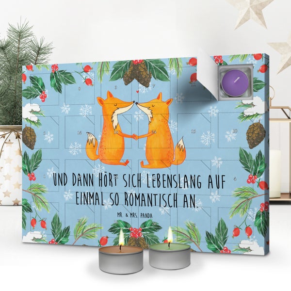 Mr. & Mrs. Panda Duftkerzen Adventskalender Füchse Liebe - Blau Pastell