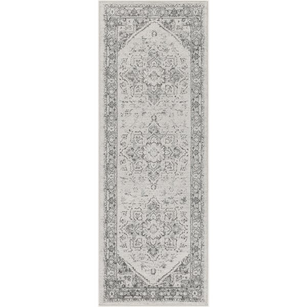 Vintage Orientalischer Flurteppich Grau/Weiß 80x220 cm FARAH