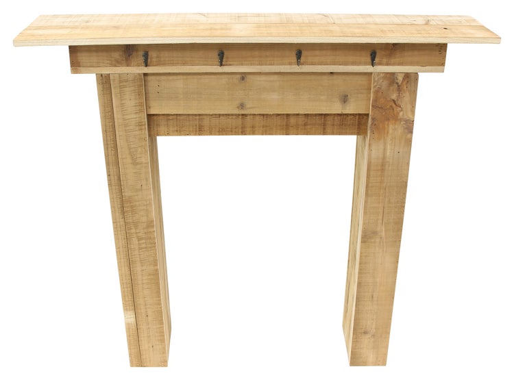 FRANK FLECHTWAREN | Kaminkonsole Rustikal, HOLZ, METALL, 100 x 22 x 89,5 cm