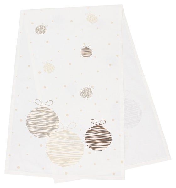 FRANK FLECHTWAREN | Tischläufer Christbaumkugeln, 40 x 140 cm, BAUMWOLLE, POLYESTER