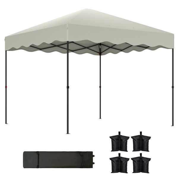Outsunny Pavillon ca.3x3m, wasserabweisend Stabil Winterfest Pop-up Faltpavillon mit UV Schutz 50+, Faltbar Partyzelt Gartenzelt mit Rolltasche, Gartenpavillon für Camping Garten, Cremeweiß