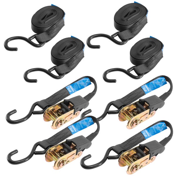 Spanngurte ZG-800 ST  mit Ratsche + Haken 400 kg Zuglast 4er Set