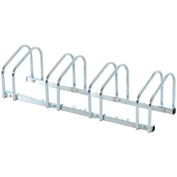 HOMCOM Fahrradständer, Radständer, wetterfest, bis 4 Fahrräder,  100 x 33 x 27 cm, Stahl, Silber