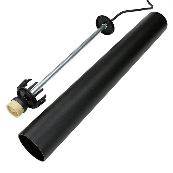 Einzelne Pendelleuchtenkomponente mit Fassung und schwarzem Lampenschirm