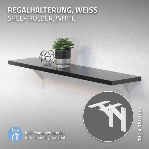 ML-Design 2 Stück Regalhalterung 180x180 mm, Weiß, Aluminium, Schwebende Regalhalterungen, Regalwinkel, Wandhalterung für Regalbrett, Regalträger für Wandmontage, Wandregal Wandkonsole Regalstütze