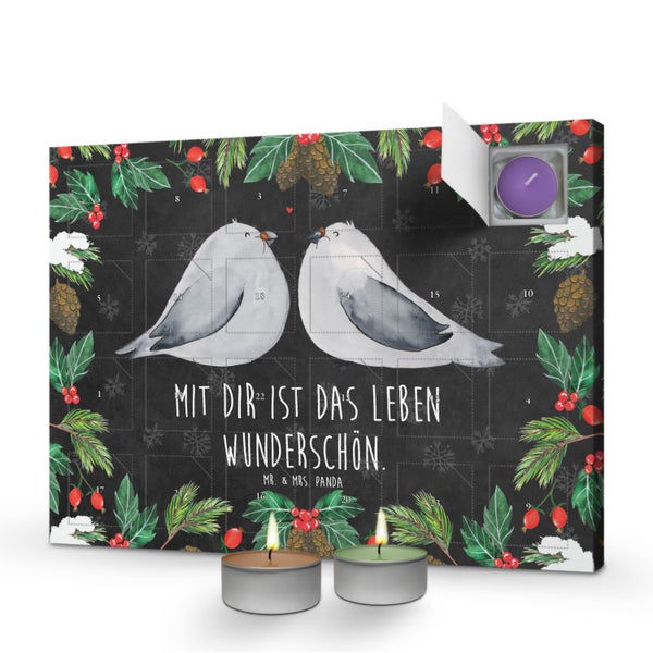 Mr. & Mrs. Panda Duftkerzen Adventskalender Turteltauben Liebe - Schwarz