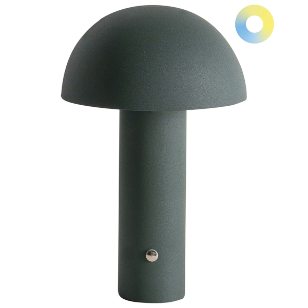 Technische Zeichnung einer Pilzlampe mit den Maßen 25 cm Höhe und 14 cm Durchmesser des Lampenschirms