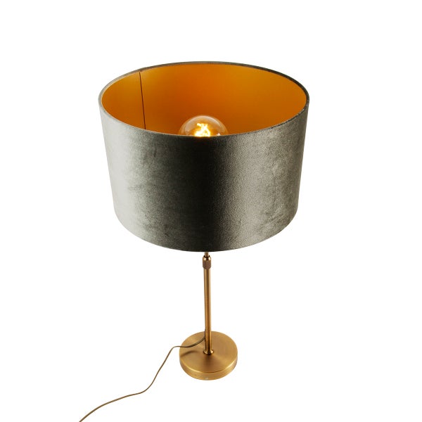 Tischleuchte mit Stoffschirm und Metallfuß