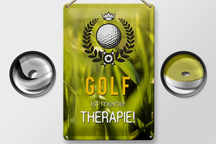 Blechschild Spruch 20x30cm Golf ist meine Therapie Schild