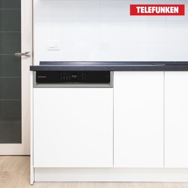 Telefunken Geschirrspüler 60 cm teilintegrierbar Einbau Spülmaschine 12 Maßgedecke 6 Programme AquaStop GET6012DI