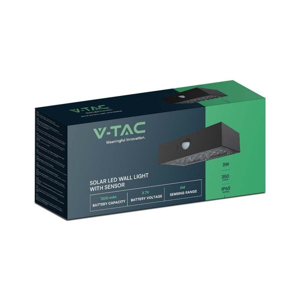 Verpackung einer Solar LED Wandleuchte mit Sensor von V-TAC