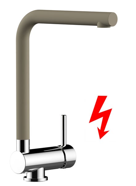NIEDERDRUCK Wasserhahn Vorfenster Küchenarmatur, Umklappbar 6 CM, mit 360° schwenkbarem L-Auslauf, Verchromt / Taubengrau
