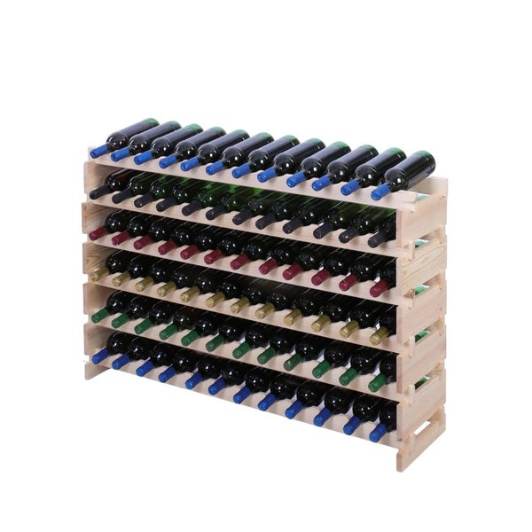 Weinregal VINOTECA FLEX PRO HxBxT 79x123x28cm 72 Flaschen auf 6 Ebenen Massives Kiefernholz Natur unbehandelt