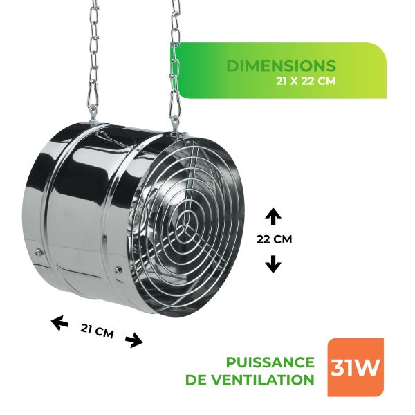 Gewächshausventilator Arizona mit 31 Watt und 420 m³/h Luftumwälzung