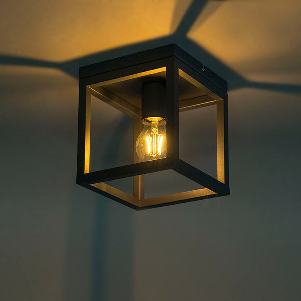 Quadratische Deckenleuchte mit Glühbirne