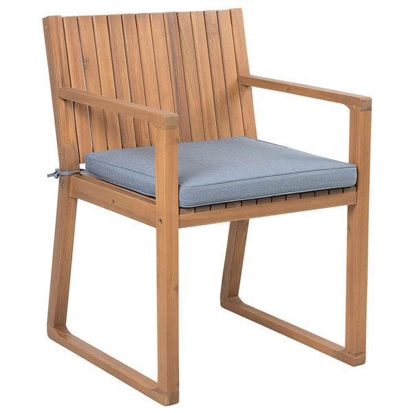 Set mit 8 Stühlen und Sitzkissen SASSARI Akazienholz Blau