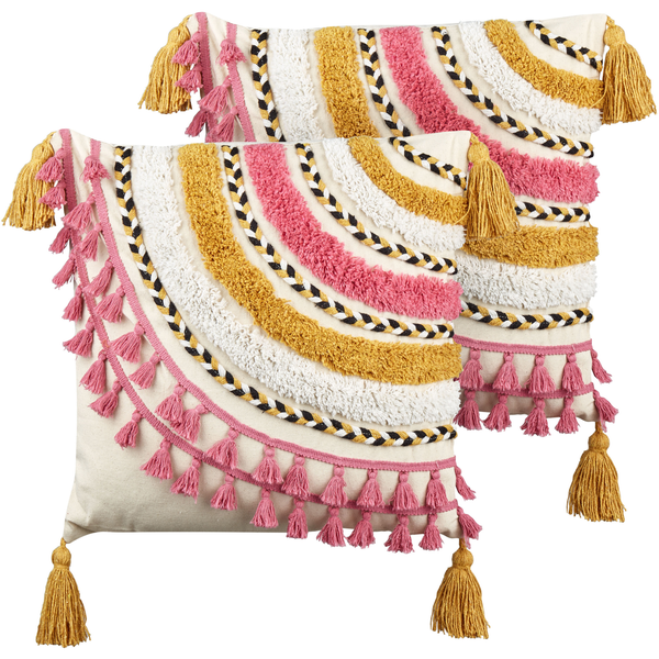 Dekokissen 2er Set JAMMU Baumwolle 45 x 45 cm Bunt