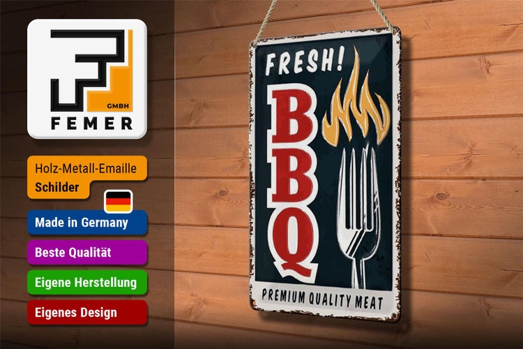 Blechschild Spruch 20x30cm fresh BBQ Grill Premium Quality