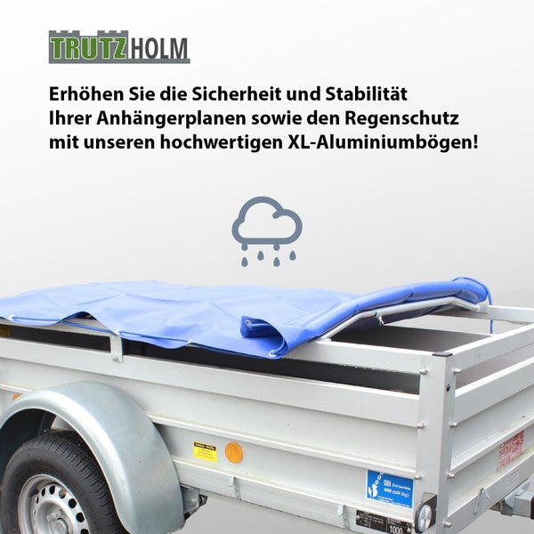 Trutzholm XL Aluminiumbuegel zur Stabilisierung von Anhaengerplanen fuer optimalen Regenschutz auf dem Anhaenger.