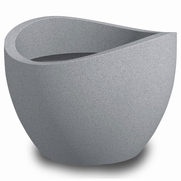 Scheurich Wave Globe 40, Pflanzgefäß/Blumentopf/Pflanzkübel, rund,  aus Kunststoff Farbe: Stony Grey, 39,5 cm Durchmesser, 29,3 cm hoch, 19 l Vol.