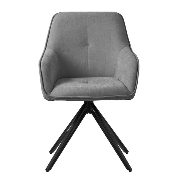 ML-Design Esszimmerstuhl drehbar aus Textil Webstoff, Grau, Wohnzimmerstuhl mit Armlehne & Rückenlehne, 360° Drehstuhl, Polsterstuhl mit Metallbeine, Ergonomische Sessel, Küchenstuhl Loungesessel