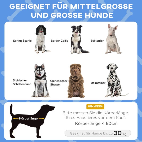 PawHut Erhöhtes Hundebett mit Baldachin, Haustierbett, Outdoor Hundeliege mit Dach, Atmungsaktiv, für große Hunde Dunkelblau Oxford 91 x 76 x 89 cm